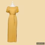 Elegant maxi dress SELINA - mustard yellow