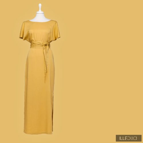 Elegant maxi dress SELINA - mustard yellow