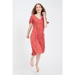 Pörgős SZILVI zsebes midi ruha - korall L