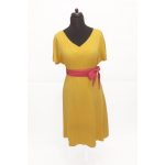 Elegant midi dress SZILVI - mustard yellow