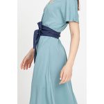 Pörgős SZILVI zsebes midi ruha - mentazöld L